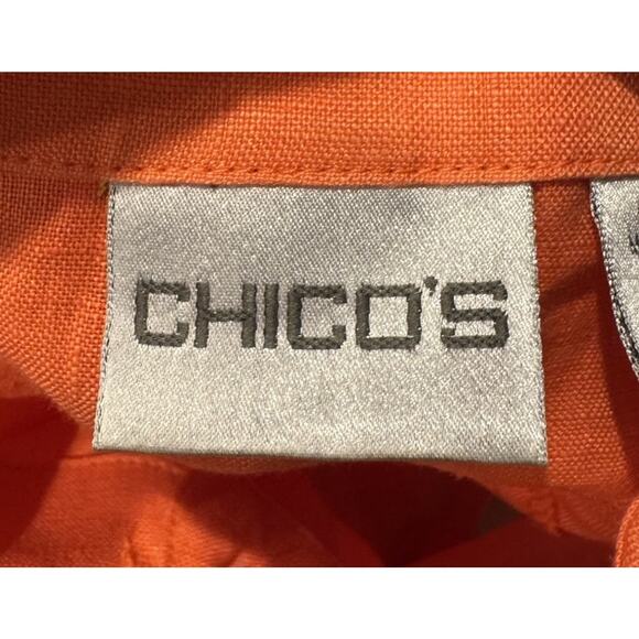 Chico’s Orange Linen Top Women’s Size 1 Tie Dye Sleeveless Button Up Shirt Boho - Picture 5 of 7